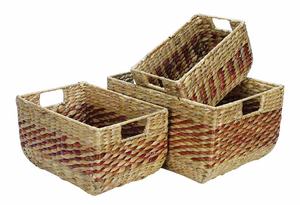 Economically Priced Handwoven Water Hyacinth Storage <b>Basket</b> Handle for Bedroom Living Room Bathroom Organization <b>Woven</b> <b>Baskets</b> - Product Image 2