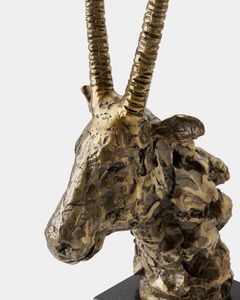 Sculpture de tête d'antilope en bronze, décoration artistique faite à la main pour table, design contemporain pour salon - Product Image 2