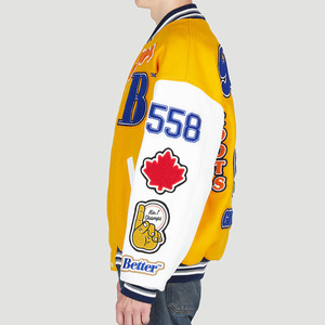 Casual High School 2026 <b>Men's</b> Customized Varsity <b>Jacket</b> with <b>Leather</b> Sleeves Canvas Fabric Stand Collar-Wholesale For <b>Men</b> - Product Image 3