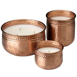 Grand lot de 3 bols en métal plaqué cuivre en forme de bougie Veseels Bocaux de table parfumés les plus vendus - Product Image 1