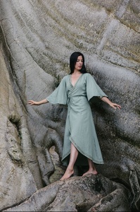 Robe longue bohème à manches longues, style déesse, tenue de cérémonie, robe de mariée éthérée, tenue de plage - Product Image 3