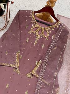 Elegant Embroidered Salwar Kameez Set for Women – Floor-Length Designer Suit with <b>Tissue</b> Net Dupatta | Ethnic <b>Wedding</b> Wear - Product Image 5