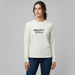Camiseta de Manga Larga para Mujer, Color Sólido, Cuello Redondo, Algodón, Estilo Casual, Minimalista, para Uso Diario - Product Image 1