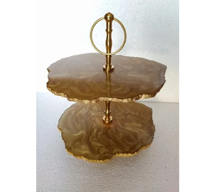 Support de service et de présentation de gâteaux rond en résine moderne, 3 pièces, fait main, respectueux de l'environnement, pour gâteaux et pâtisseries - Product Image 6