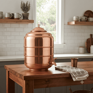 Grand distributeur d'eau en cuivre avec robinet, finition martelée à la main traditionnelle, serveur de boissons couvert pour la maison, la cuisine, l'hôtellerie (vente en gros) - Product Image 3