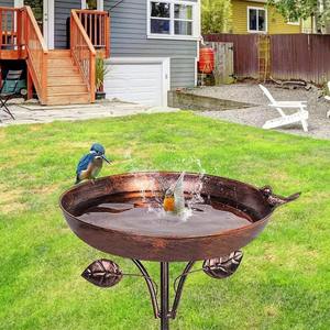 Modern Metal <b>Bird</b> Bath <b>Stand</b> Outdoor Garden Decor Ornament Polished Finish Stake Installation - Product Image 4