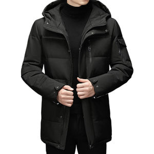 Veste d'hiver pour homme personnalisée, en polyester coupe-vent, mi-longue, avec capuche, en duvet, vêtements pour homme, veste matelassée - Product Image 1