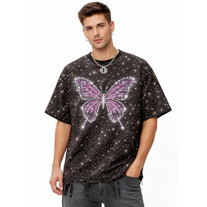 Camisetas con Pedrería Personalizadas, Ropa para Hombre, Nuevo Diseño Completo, Camisetas de Manga Corta para Hombre, 100% Algodón - Product Image 1