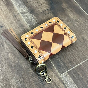 Monedero pequeño de cuero a cuadros a la moda, Mini Cartera de cuero de vaca, tarjetero múltiple, monedero con cremallera para mujer - Product Image 4