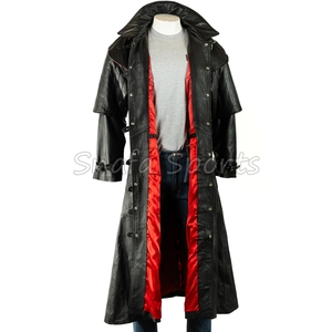 OEM <b>Men</b> Winter Leather <b>Jacket</b> Long Length Stand Collar Genuine Leather Custom Logo High Street Trendy Streetwear Outerwear - Product Image 3