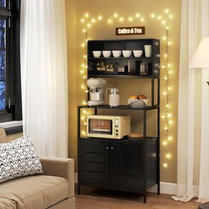 Supporto per Microonde da Terra con Scaffale Portaoggetti in Acciaio al Carbonio, Ideale per Organizzazione Cucina Domestica, Include Organizzatore per Pentole e Accessori Bagno - Product Image 2