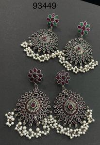 Pendientes Jhumka de plata alemana a la moda para mujer de estilo tradicional, chapados en plata, precio asequible del exportador indio - Product Image 5