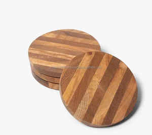 Posavasos circular elegante con patrón clásico de madera rota y resina para decoración del hogar y regalos - Product Image 2