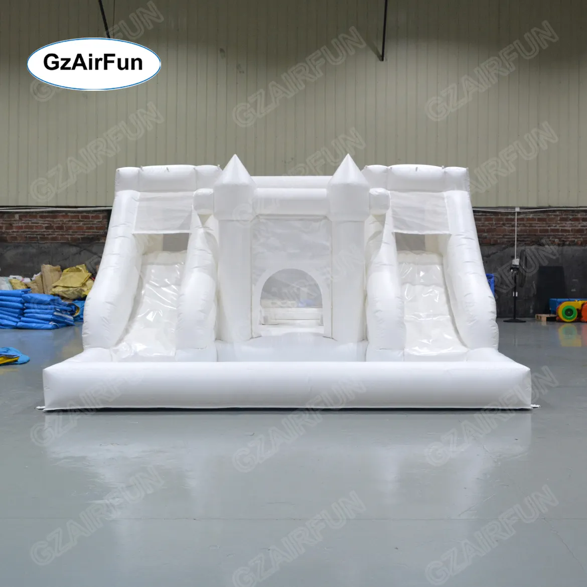 New bouncy castle combo Kids buttafuori gonfiabile bounce double slide White Bounce Castle con ball pit