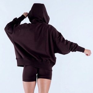 เสื้อฮู้ดดี้โอเวอร์ไซส์แบบใหม่ล่าสุดสำหรับผู้หญิง แขนเสื้อและชายเสื้อแบบริบ มีกระเป๋าหน้า เสื้อฮู้ดดี้แบบสวมหัวสำหรับผู้หญิง - Product Image 2