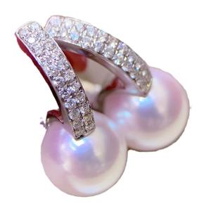 Hot Selling S925 Pure Silver Ice Queen <b>Hoop</b> <b>Earrings</b> 10-11MM Pearl Diameter <b>Fine</b> Jewelry - Product Image 5