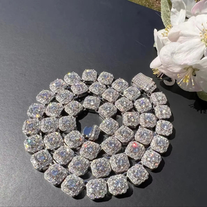 Wholesale Trendy Hip Hop <b>Chain</b> 925 Sterling <b>Silver</b> Moissanite <b>Cuban</b> <b>Chain</b> VVS Diamond Moissanite Necklace Jewelry - Product Image 1