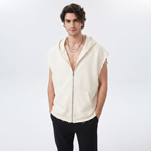 Camiseta sin mangas con capucha y cuello en V para hombre, transpirable, 100% poliéster/algodón, para gimnasio, fitness, entrenamiento muscular. - Product Image 1