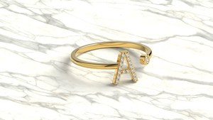 Luxury 18K Gold Personalized <b>Initial</b> Letter A Jewelry Bypass <b>Ring</b> Round Cut Diamond Monogram <b>Ring</b> Fine Jewelry for Women - Product Image 3
