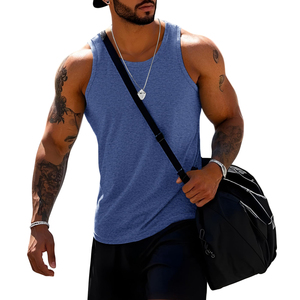 PASUXI Casual Quick Dry Moisture Wicking Fitness Stringer 100%Cotton Tank Top Men's Gym Workout <b>Singlet</b> Breathable <b>Running</b> Vest - Product Image 3