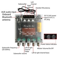 Module amplificateur audio domestique TB21L Mini 2.1 canaux 50W+50W+100W DC12-24V avec radio FM et télécommande 5.1