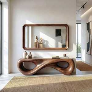 Walnut Rectangular Wall <b>Mirror</b> – Modern Wood Framed <b>Mirror</b> - Product Image 6