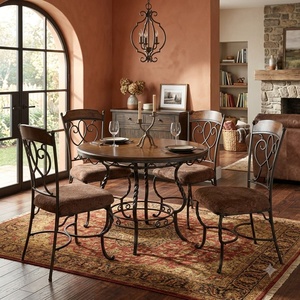 Traditional Heavy Duty Wrought Iron Patio Dining Set Weather Resistant Outdoor <b>Garden</b> Furniture <b>Table</b> <b>and</b> <b>Chairs</b> for 4 - Product Image 2