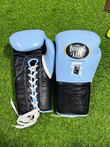 Guantes de Boxeo de Alta Calidad en Azul Cielo y Negro, Sin Boxeo No Hay Vida, Guantes de Boxeo MMA, Equipo de Entrenamiento de Kickboxing Personalizado - Product Image 6
