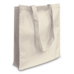 Sac fourre-tout en toile de coton naturel 8oz, taille moyenne, avec longues poignées d'épaule, soufflet, personnalisable, écologique, cadeau, vente en gros - Product Image 3