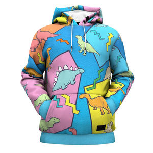 Sweat-shirt à capuche pour homme imprimé dinosaures colorés, coupe classique, tricoté, pull décontracté, style printemps, motif dessin animé - Product Image 1
