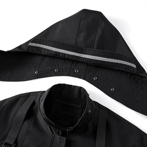 Veste imperméable à capuche pour garçons, noire, à coque rigide, avec fermeture éclair, poches, coupe ample, pour toutes les saisons, vêtements d'extérieur - Product Image 5
