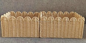 Multifunction Rattan Scallop <b>Rectangle</b> <b>Storage</b> <b>Basket</b> with Metal Frame for Home Organization - Product Image 4
