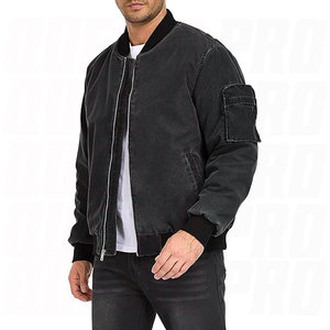 Blouson Bomber Vintage Lavé pour Homme, Veste de Pilote Décontractée Zippée, Coupe-Vent Léger pour Usage Quotidien, Marquage OEM - Product Image 3