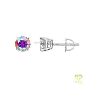 Boucles d'oreilles clous de luxe en moissanite, argent sterling 925, taille ronde, bijoux étincelants, cadeau pour femme - Product Image 4