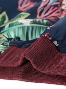 เสื้อแจ็กเก็ตพิมพ์ลายดอกไม้ของผู้หญิง,เสื้อบอมเบอร์แบบระเหิดมีซิปแขน Raglan ขนาดใหญ่พิเศษแฟชั่น - Product Image 6