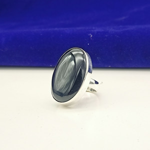 Handmade <b>925</b> <b>Silver</b> Boho Wedding <b>Ring</b> Natural Black Onyx Oval Cut Gemstone Bezel Setting Sunrise Jewellery Gift for - Product Image 1