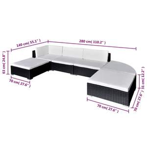 Grand ensemble de salon modulaire en rotin PE noir pour jardin - Product Image 5