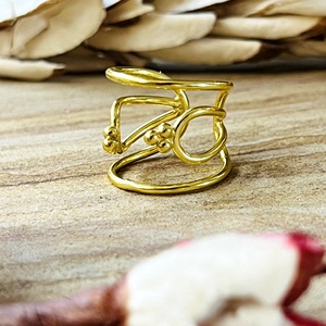 Top Choice High Demand Wide Band <b>Ring</b> Boho Brass <b>Rings</b> For Women 18k Gold Plated <b>Open</b> Cutout Statement For Wholesale/OEM/ODM - Product Image 5