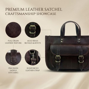 Women Genuine Leather Laptop Tote Bag 15 Inch, Work Office Briefcase Shoulder Handbag with Dual Handles - Product Image 5