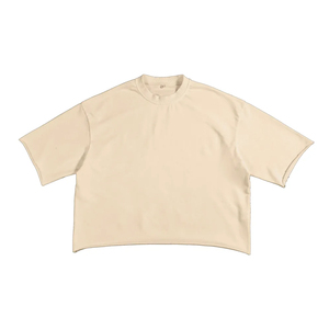 T-shirts épais 240g en molleton bouclette 100% coton, coupe oversize streetwear, tee-shirt personnalisé avec logo, coupe courte et carrée, pour homme, style universitaire - Product Image 1
