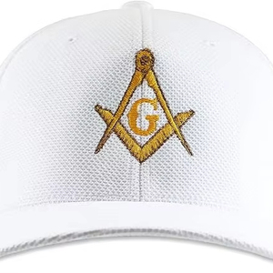 Casquette de sport pour adulte, brodée or, motif carré et compas, style franc-maçon, fraîche et respirante, ajustée, broderie professionnelle - Product Image 1