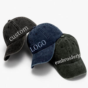 Gorra de Béisbol Personalizada con Logotipo Impreso en 3D, Bordada, de Algodón, Estilo Vintage, Desgastada, para Hombre, Deportiva, con Cierre a Presión - Product Image 1