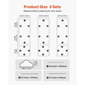 Kit de 3 panneaux de lambris en polystyrène légers, faciles à installer, imperméables, pour moulures murales, peignables - Product Image 2