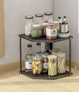 Vietnam 2/3-Tier Kitchen Triangle <b>Corner</b> Spice Storage Rack Space Saving Organizer <b>Shelf</b> HolderVietnam Adjustable <b>Metal</b> Kitchen - Product Image 5