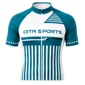 Teal <b>White</b> Short Sleeve <b>Cycling</b> <b>Jersey</b> Full Zip Breathable Quick Dry Bicycle Shirt Lightweight Road Racing Sports Apparel - Product Image 1