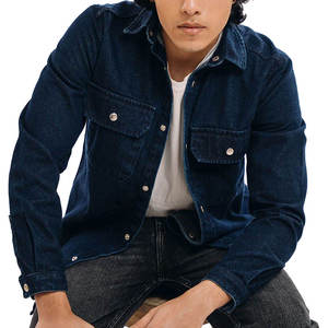 Chemises en jean imprimées style western pour hommes grandes tailles, chemises en coton tricoté à manches longues, chemises de style western pour hommes en gros - Product Image 4