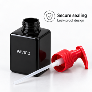 Bouteille carrée en PET de 250 ml avec pompe rouge pour lotion, emballage pour lavage des mains, marque PAVICO, impression sérigraphique, couleur personnalisée, capacité sur mesure - Product Image 3