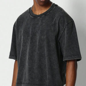 เสื้อยืดผู้ชายผ้าฝ้าย 100% แบบสั่งทำพิเศษ หรูหรา สไตล์เฟรนช์เทอร์รี่ ล้างสีแบบแอซิดวอช ทรงใหญ่ ตัดสั้น หนานุ่ม - Product Image 3