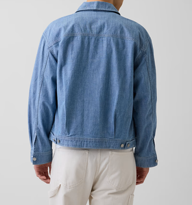 <b>Light</b> Men's Denim <b>Jacket</b> Regular Fit Washed Cotton Turn-down Collar Zipper Closure <b>Waterproof</b> Breathable High Street - Product Image 3