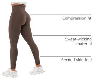 High Waisted Seamless Yoga <b>Leggings</b> Full Length Ruched <b>Butt</b> <b>Lifting</b> Workout Pants Solid Color Spandex Nylon Material - Product Image 5